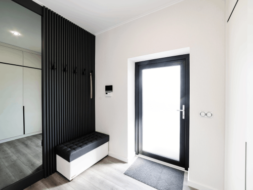 Aluminium Door of a front door frosted