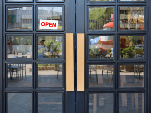 Cafe Entrance Pushing Door