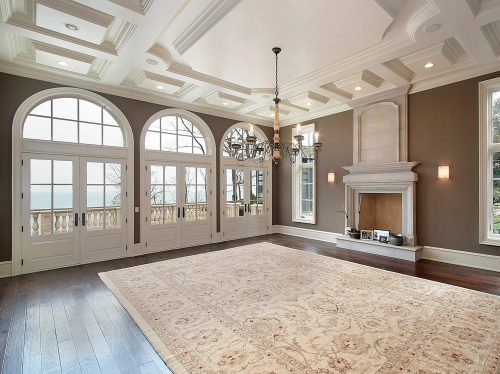 arch head windows above doors in living room