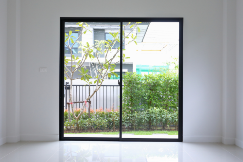 sliding glass door inside of a home