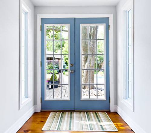 Shot of french door from inside a home