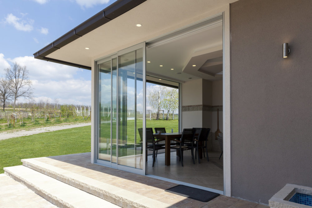 Outdoor sliding doors viewed from outside